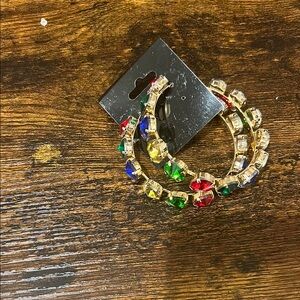 Colorful Gemstone Hoop Earrings